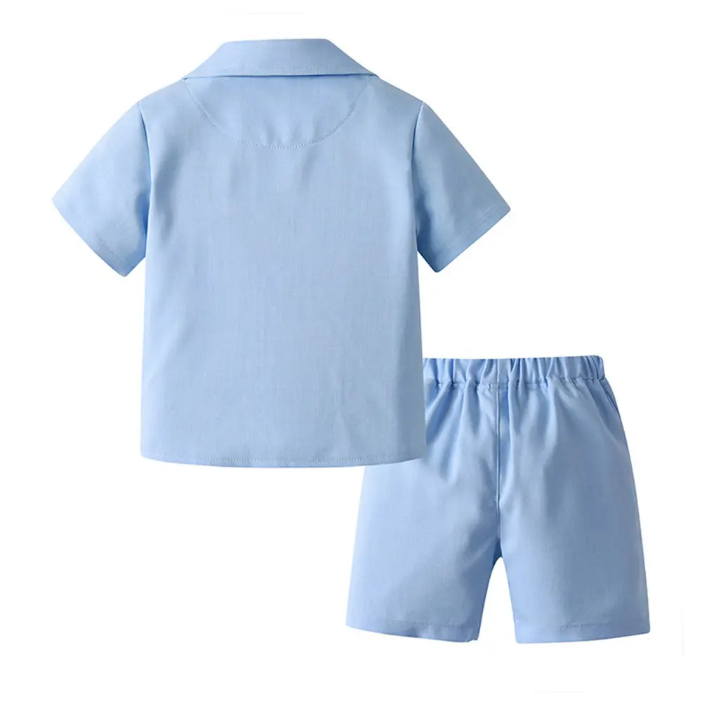 夏季男童绅士礼服三件套男宝宝短袖短裤外套三件套摄影走秀演出服