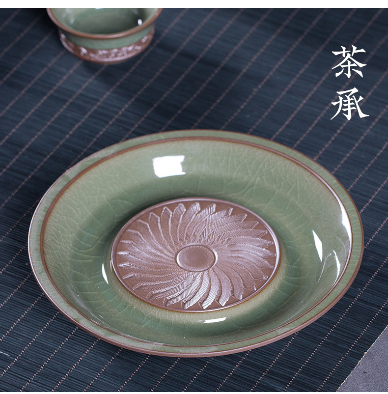 厂家直销 龙泉青瓷哥窑冰裂功夫茶具套装 陶瓷盖碗整套茶具随手礼