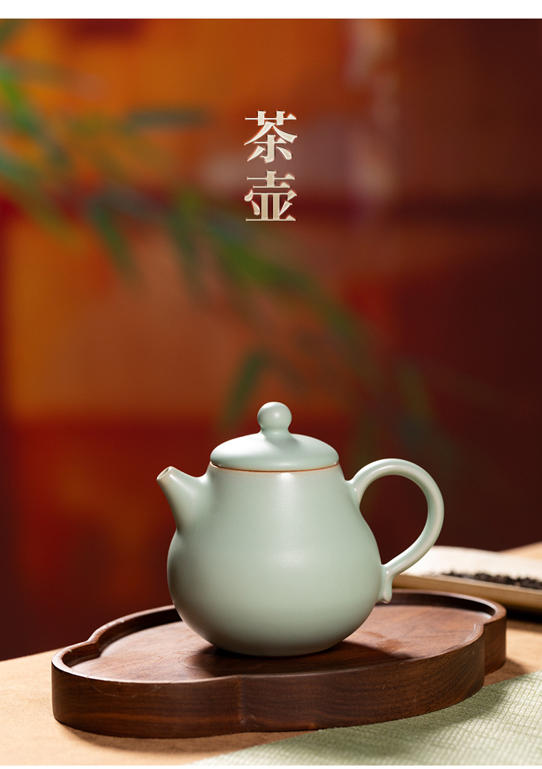 2024新款汝窑功夫茶具便携小套装陶瓷茶壶茶杯轻奢高档家用喝茶