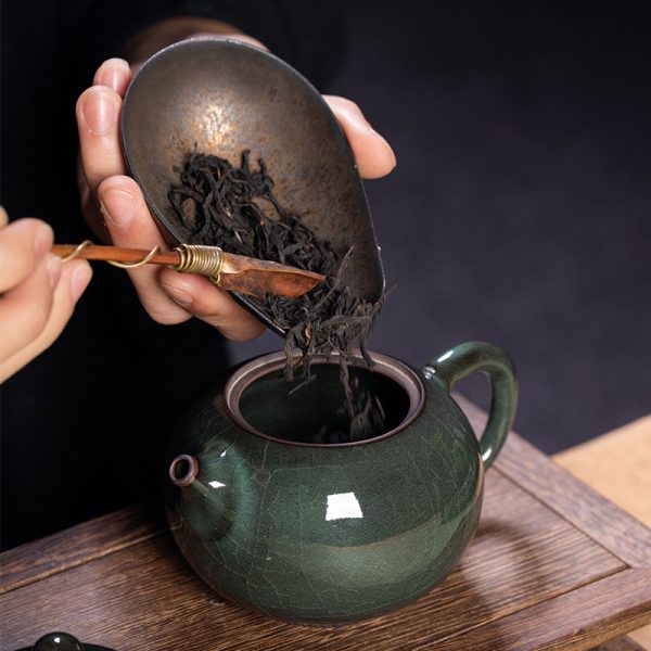 龙泉青瓷 铁胎哥窑冰裂手工西施壶 陶瓷功夫茶具过滤泡茶壶单个壶