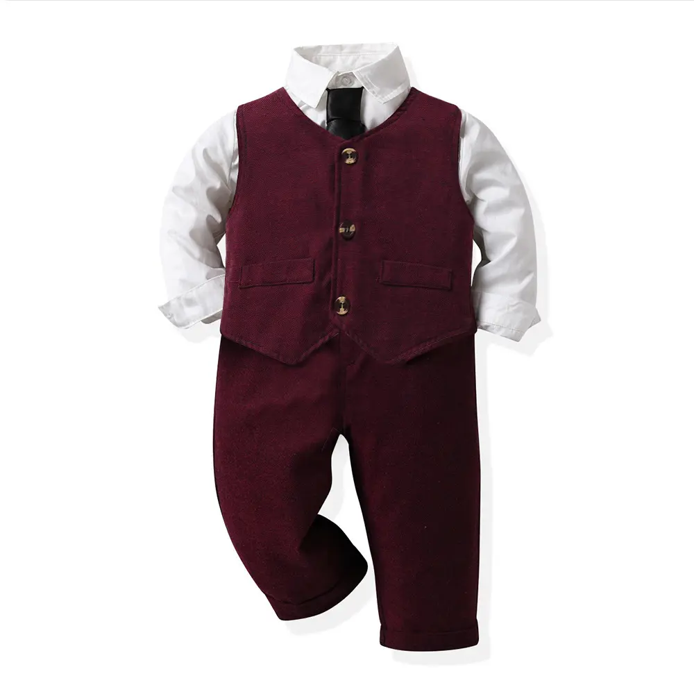 儿童西装套装帅气男童花童马甲礼服男宝宝周岁生日中大童西服秋冬