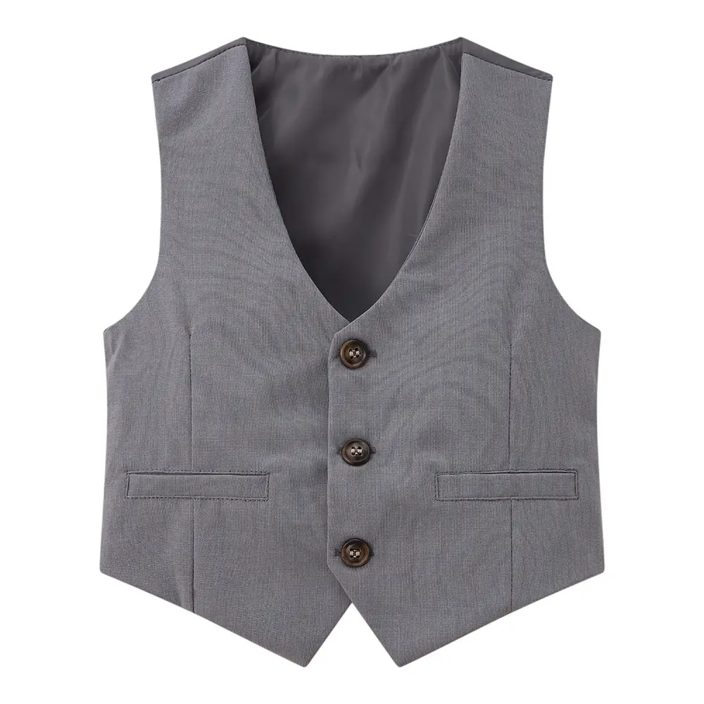 跨境新款儿童套装宝宝宴会派对绅士领花马甲礼服欧美风男童三件套