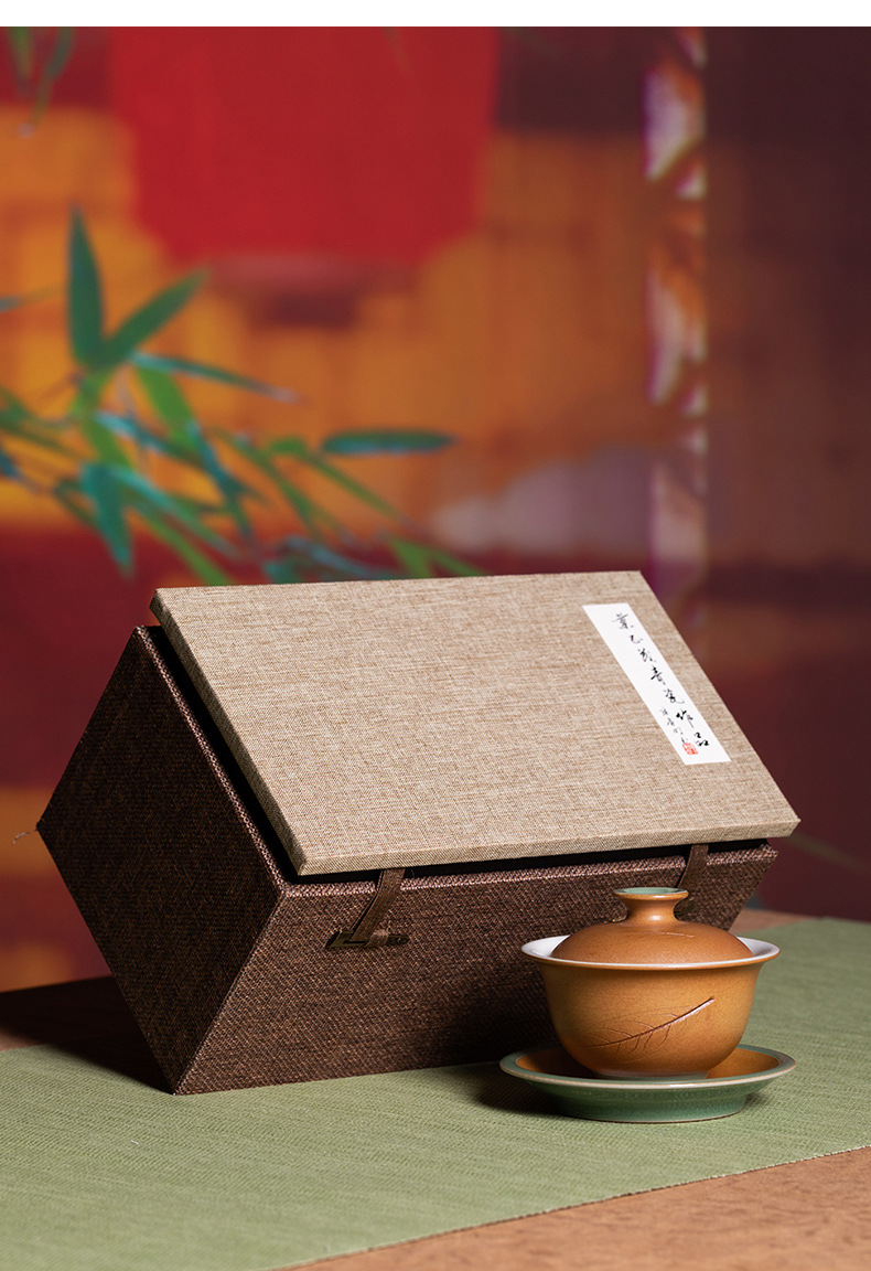 龙泉青瓷 功夫茶具三才盖碗手抓敬茶碗 陶瓷叶正茂手工高档泡茶碗