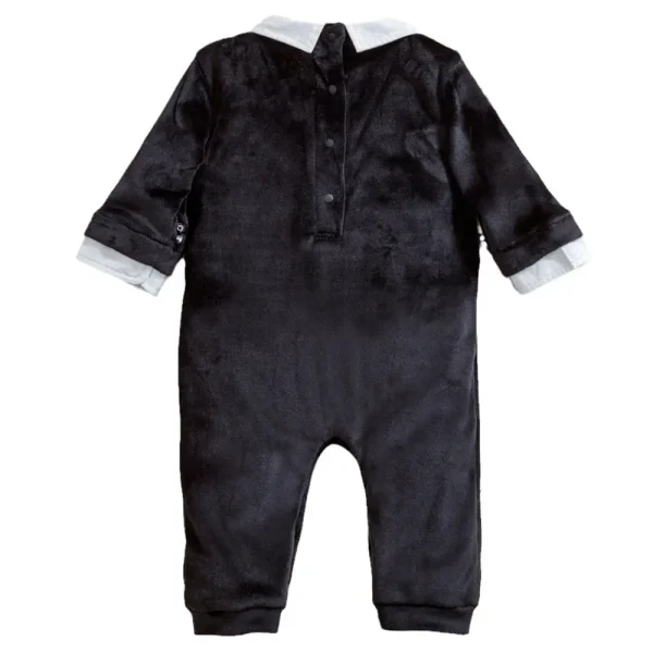 春秋新款婴儿假两件男宝宝周岁生日礼服金丝绒连体baby幼童包屁衣