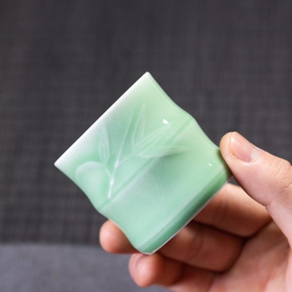 龙泉青瓷 中式家用冰裂水杯茶杯单个杯 陶瓷泡茶杯办公室无柄小杯