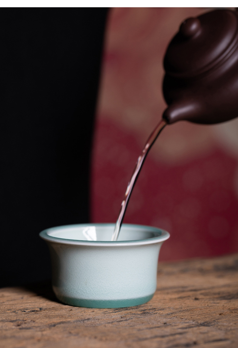 龙泉青瓷 创意手工主人杯功夫茶杯单个杯 陶瓷荷塘蛙趣品茗杯茶碗