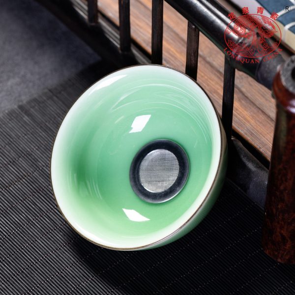 厂家直销 龙泉青瓷功夫茶具过滤茶漏茶托 陶瓷茶具配件滤茶器批发