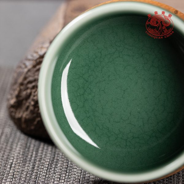 龙泉青瓷 纯手工跳刀双釉结合禅定杯 创意主人品茗杯功夫茶杯茶盏