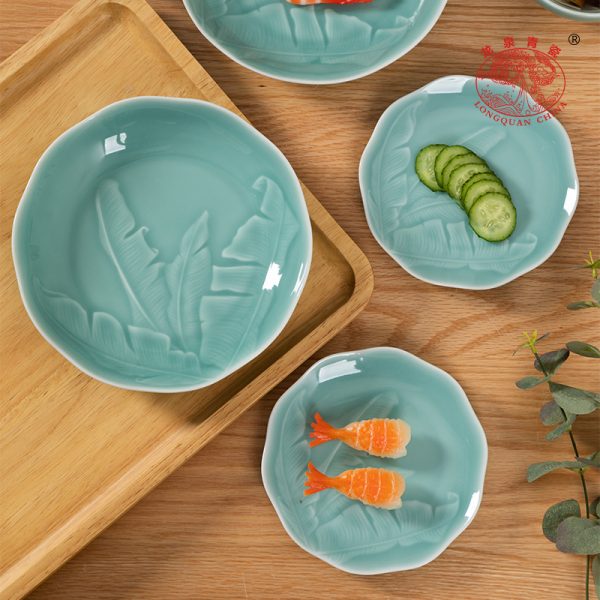 龙泉青瓷 家用创意6英寸菜盘子 陶瓷酒店大号餐盘8英寸早餐西餐盘