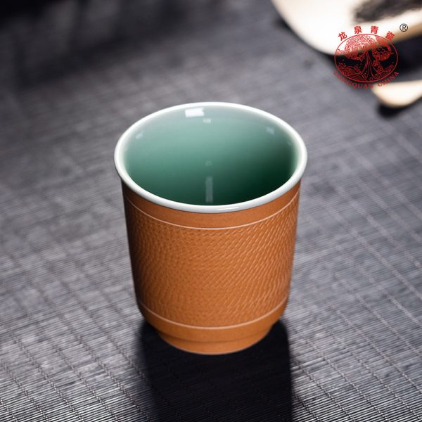 龙泉青瓷 创意手工跳刀闻香杯主人杯 陶瓷功夫茶杯品茗杯单杯茶碗