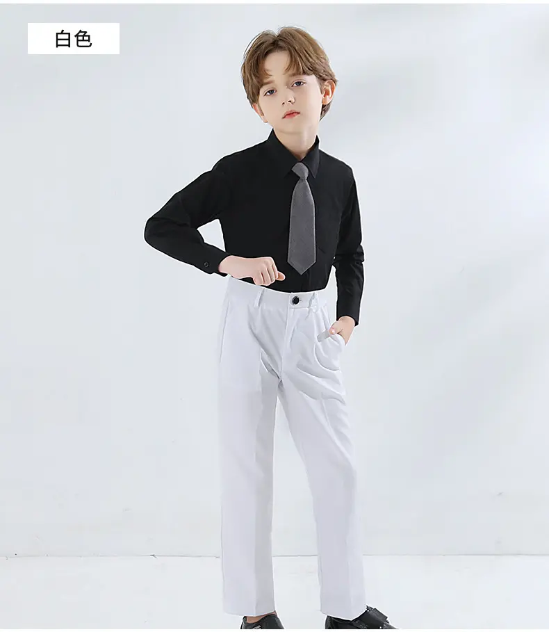 男童西裤儿童黑色藏青直筒裤校园中大童长裤演出钢琴西装裤子套装