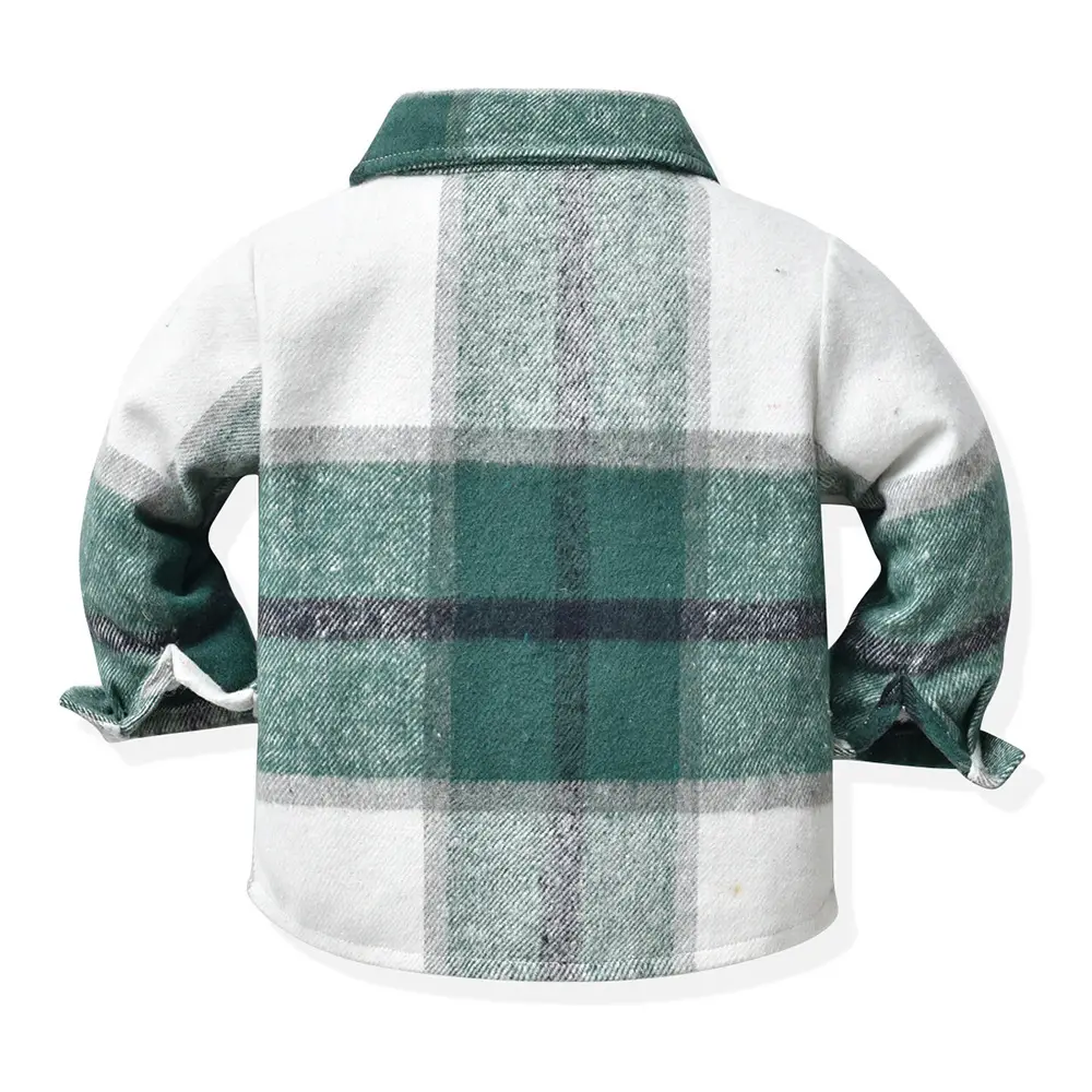 外贸童装男童蓝色拼接格子口袋衬衫长袖2022秋季新款春秋儿童上衣