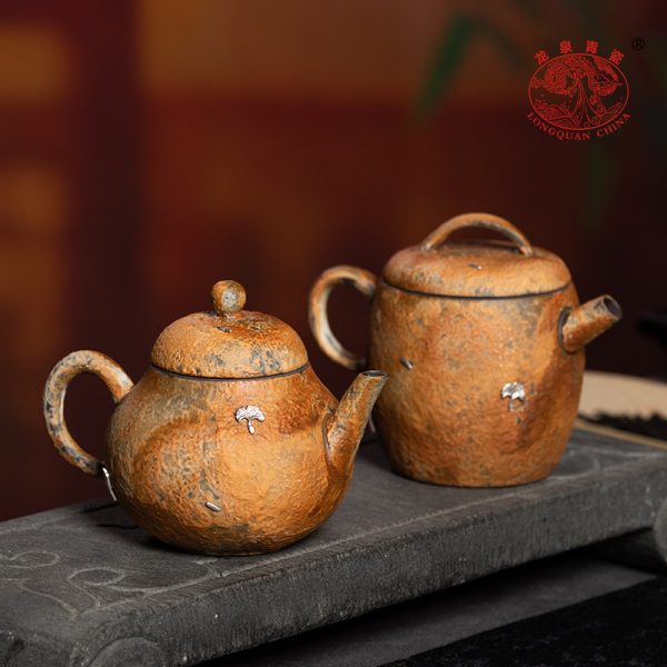 龙泉青瓷 茶壶功夫茶具手工锔钉泡茶壶单壶 陶瓷家用老岩泥茶水壶