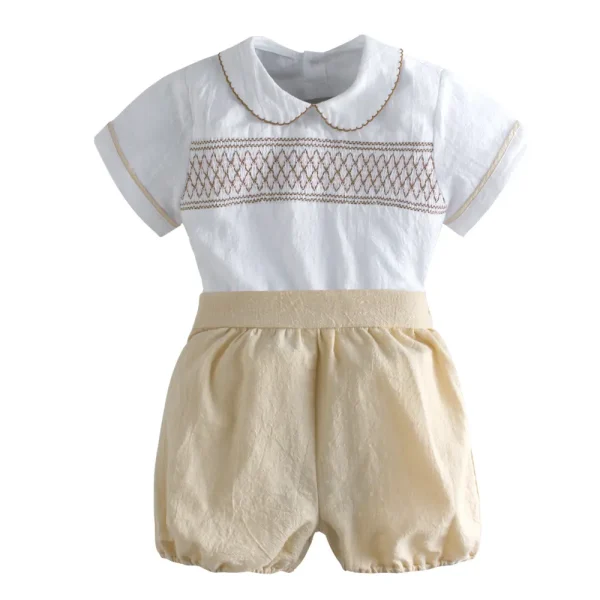 2025外贸欧美西班牙宝宝短袖短裤表演摄影Infant clothes男童童装