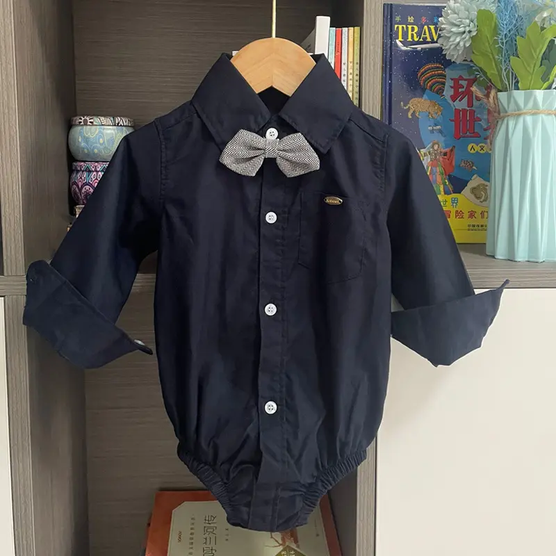 跨境秋季新款男宝宝哈衣棉新生儿蝴蝶结周岁生日摄影服装厂家直销