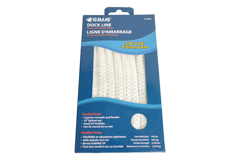 码头线绳 系泊线 船坞绳索 双层编织锚固线 双编织白色绳