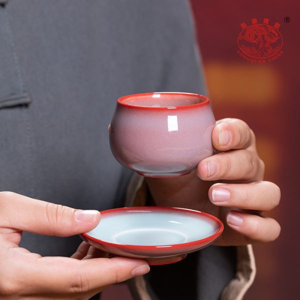 龙泉青瓷 功夫茶杯红炉手工主人杯单杯盏 陶瓷品茗杯高档女泡茶碗