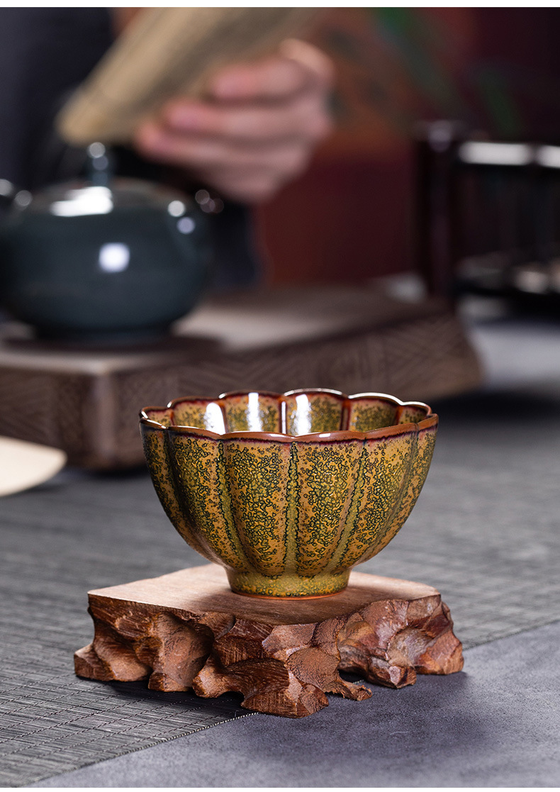 龙泉青瓷 创意手工杯主人杯茶叶末釉品茗杯单杯 陶瓷功夫茶盏茶碗
