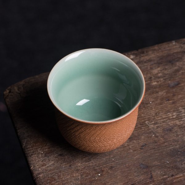 龙泉青瓷 创意原矿手工跳刀主人杯 陶瓷功夫茶杯品茗杯茶碗单杯