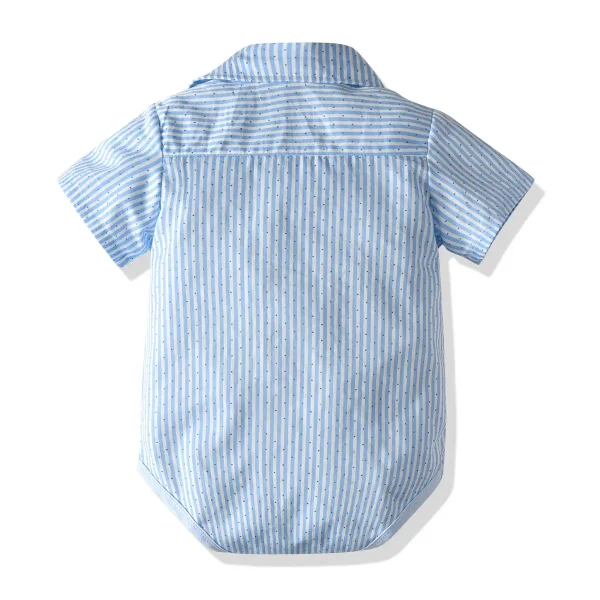 欧美 跨境 夏季新款短袖哈衣 男宝宝绅士童装 厂家批发爬服套装