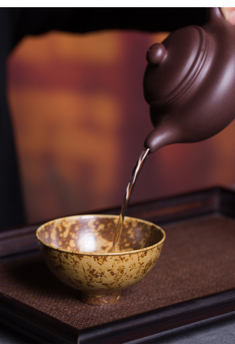 龙泉青瓷名家徐峻清手作主人杯单杯陶瓷仿柴烧圆融品茗杯大号茶碗