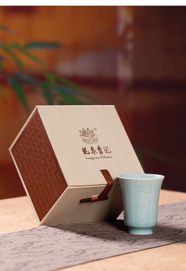 龙泉青瓷 创意手工家用功夫茶具主人杯单杯 陶瓷闻香杯品茗杯水杯