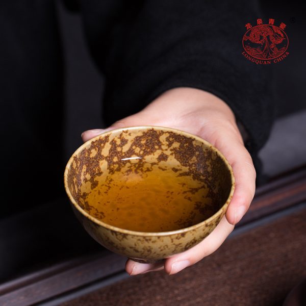 龙泉青瓷名家徐峻清手作主人杯单杯陶瓷仿柴烧圆融品茗杯大号茶碗