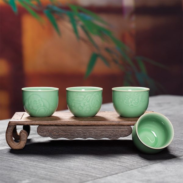 创意龙泉青瓷手工功夫茶杯 陶瓷家用会客主人杯品茗杯个人杯茶碗