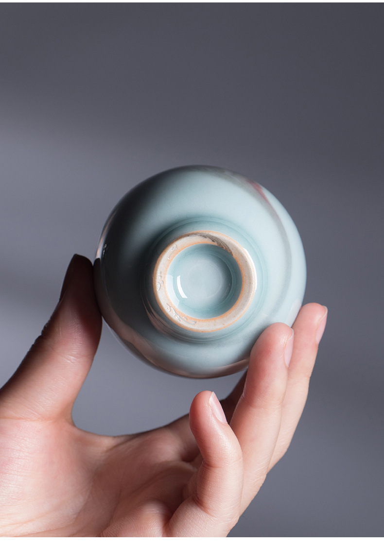 龙泉青瓷 创意原矿手工主人杯单个杯 陶瓷品茗杯茶碗高档功夫茶杯
