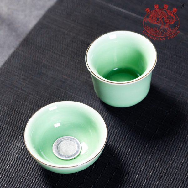 厂家直销 龙泉青瓷功夫茶具过滤茶漏茶托 陶瓷茶具配件滤茶器批发