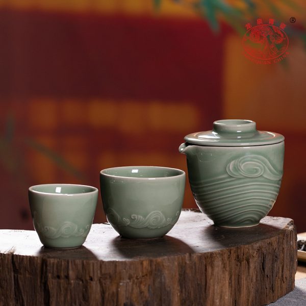 龙泉青瓷旅行茶具套装泡茶壶茶杯功夫泡茶具陶瓷便携式户外快客杯