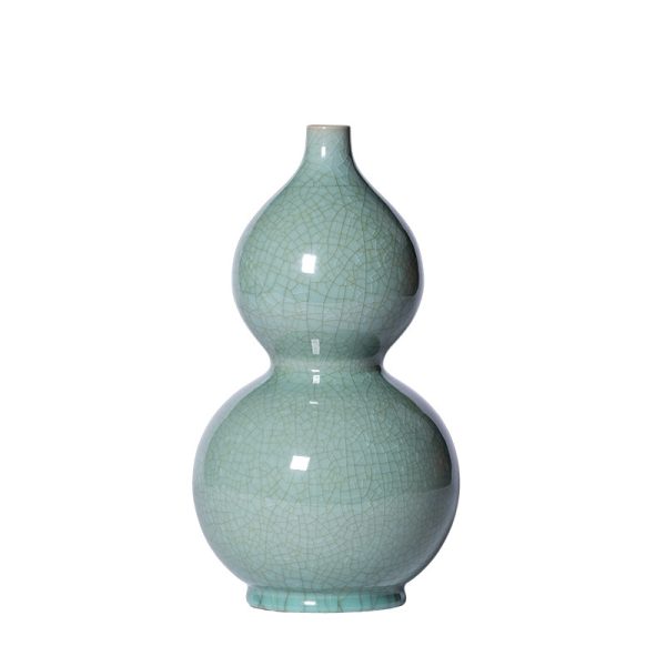 龙泉青瓷中式纯手工葫芦花瓶陶瓷高档客厅花插装饰品工艺收藏摆件