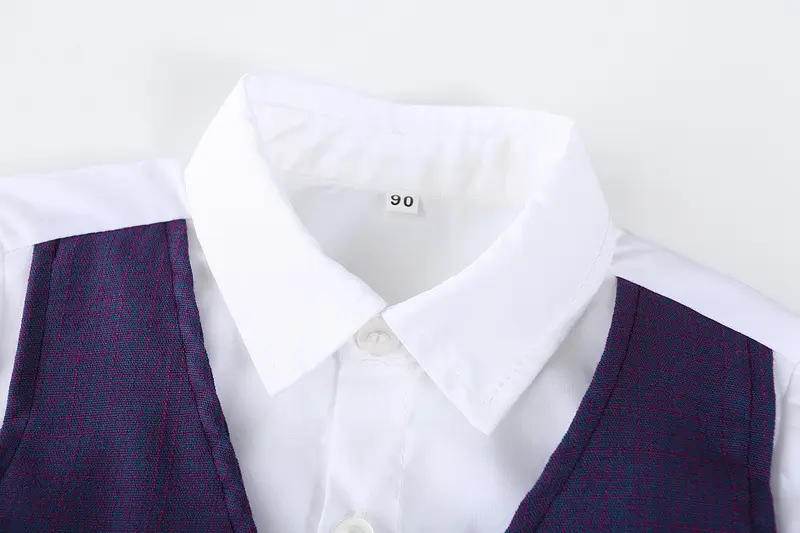 儿童套装礼服夏季新款英伦绅士纯色马甲小西服男童主持合唱演出服