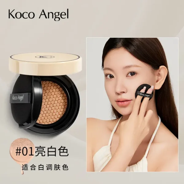 Koco Angle新品柔润无暇气垫养眼亮肤柔雾洁净不卡粉粉底液量大私