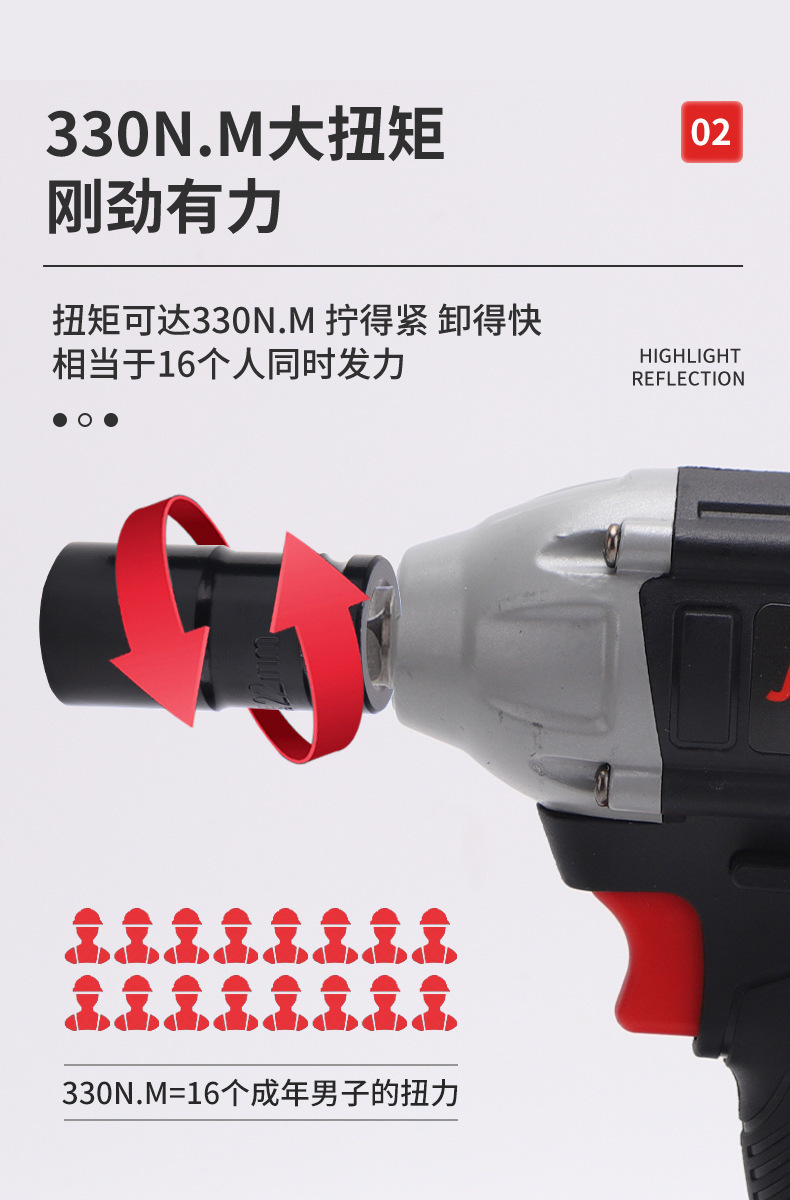 家用锂电扳手大扭力木工汽修冲击风炮扳手电动螺丝刀无刷电动工具