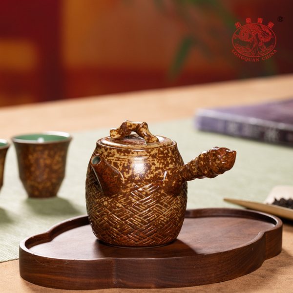 龙泉青瓷泡茶壶单个功夫小茶壶2024新款窑变手工陶瓷一人用冲泡壶
