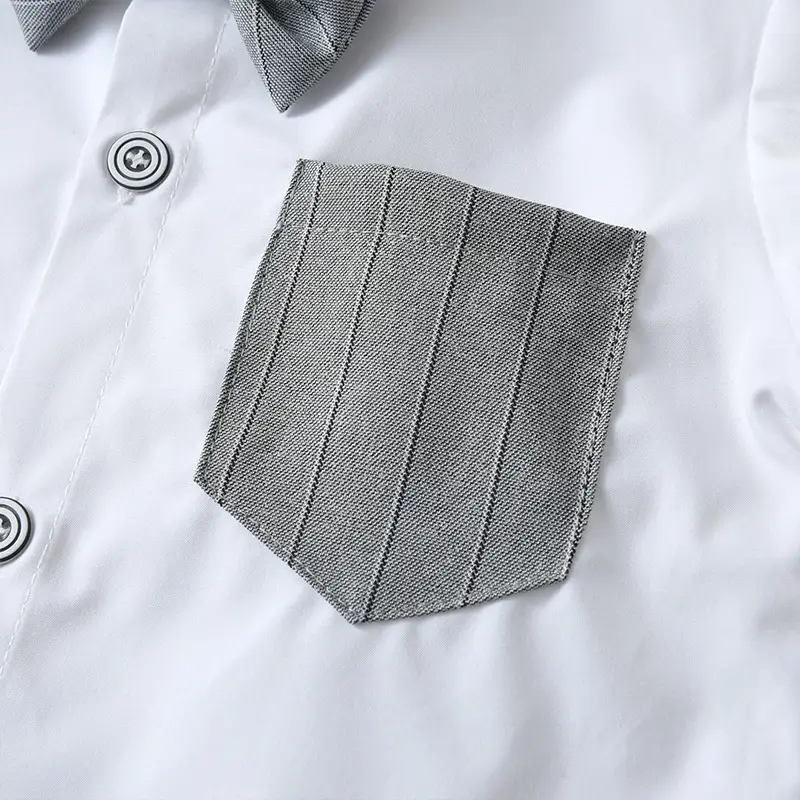 新款跨境童装背带裤两件套宝宝衣服夏季短袖条纹英伦绅士男童套装