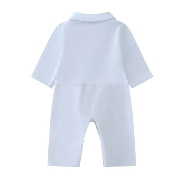 加工定制跨境男宝宝纯白色礼服春秋新款婴幼儿连体爬服长袖洗礼服