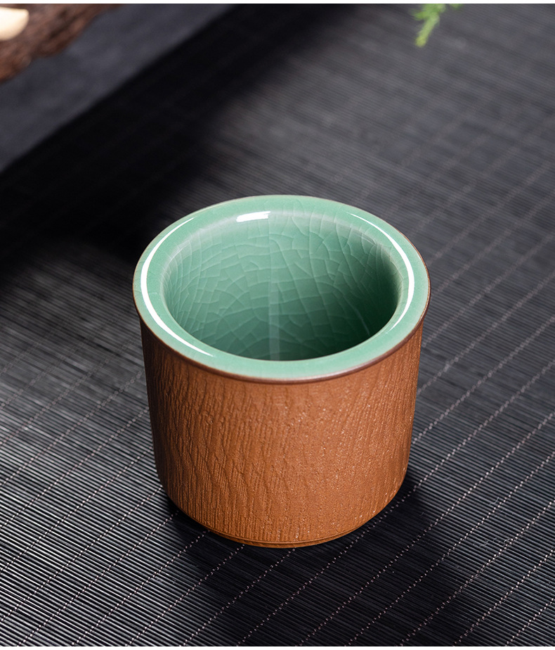 龙泉青瓷 纯手工跳刀主人杯品茗杯功夫茶杯 陶瓷家用会客单个茶杯