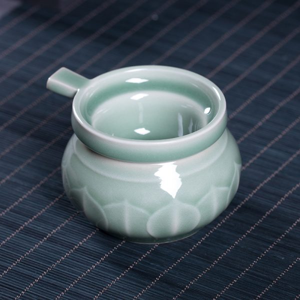 龙泉青瓷 创意仿古莲瓣盖碗套装 家用中式陶瓷功夫茶具泡茶碗茶杯