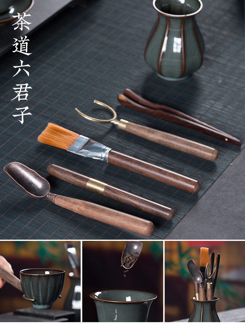 龙泉青瓷 功夫茶具套装陶瓷铁胎茶壶盖碗 茶具套装冰裂茶洗品茗杯
