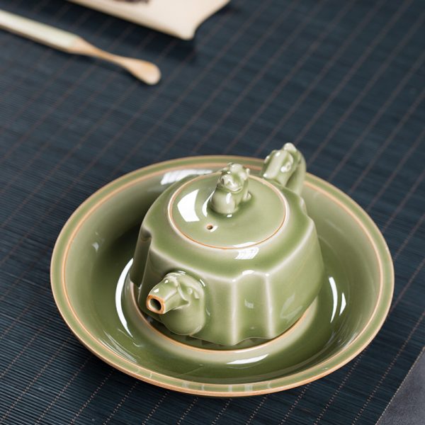 龙泉青瓷 越窑仿古大套功夫茶具套装 陶瓷盖碗泡茶壶家用商务送礼