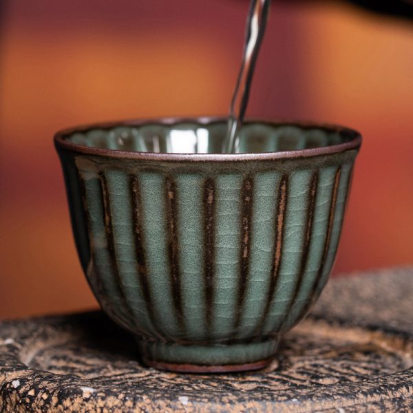 龙泉青瓷 哥窑铁胎手工主人杯单杯 陶瓷功夫茶具茶杯子冰裂品茗杯