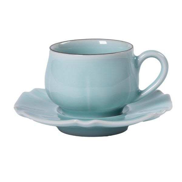 龙泉青瓷欧式咖啡杯高档英式陶瓷花茶杯子杯碟简约下午茶具红茶杯