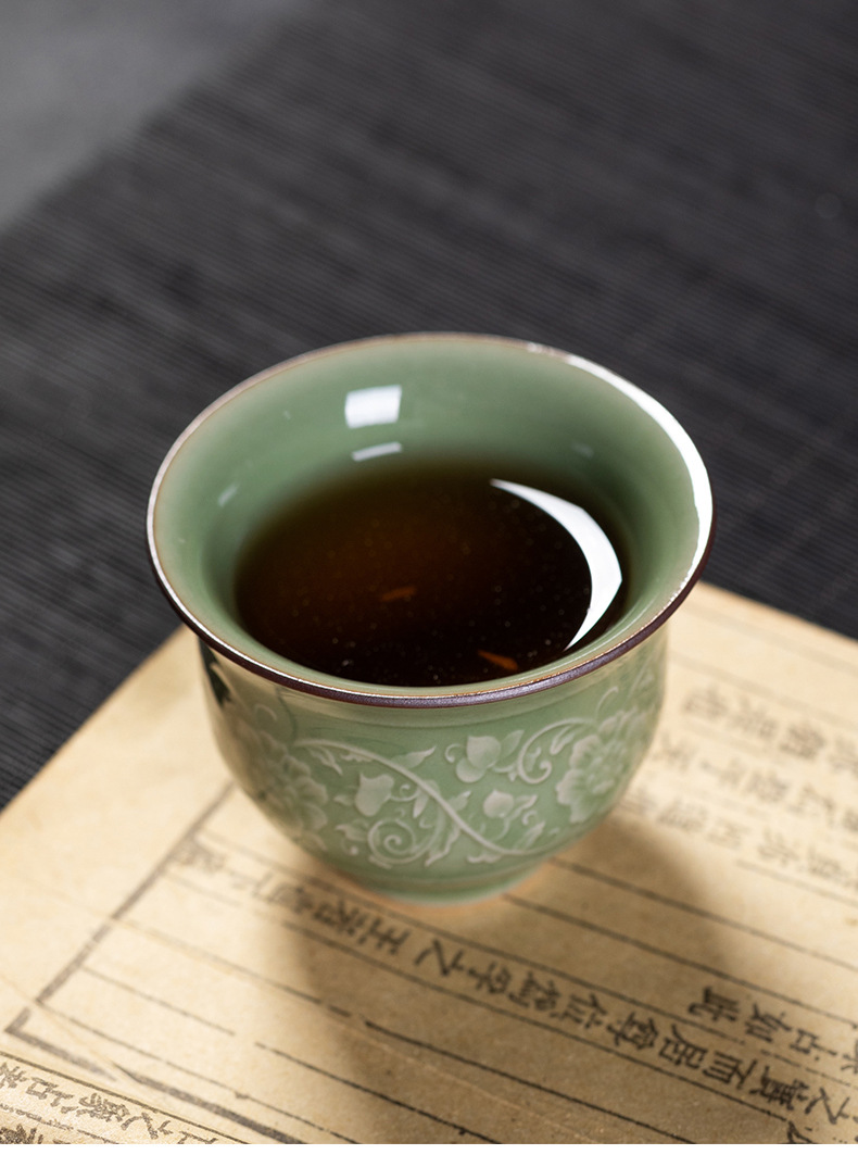 龙泉青瓷高端盖碗一壶四杯茶具  简约创意陶瓷功夫茶具商务礼盒装