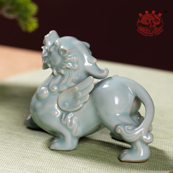 龙泉青瓷 手工大号貔貅茶宠招财 陶瓷家居摆件茶桌装饰品茶具配件