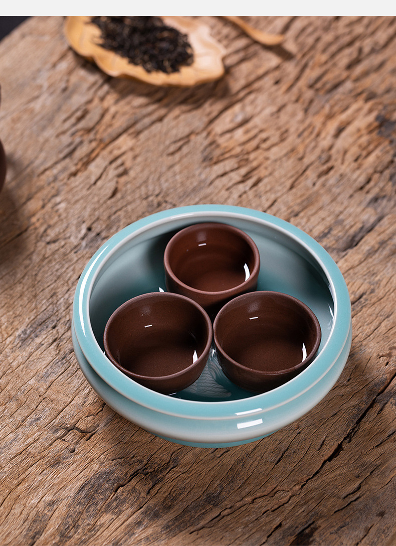 龙泉青瓷 纯手工茶洗大号功夫茶道配件 陶瓷名家水盂笔洗茶渣缸