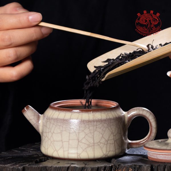 龙泉青瓷 纯手工传世哥窑高档过滤泡茶壶 陶瓷功夫茶壶大容量单壶