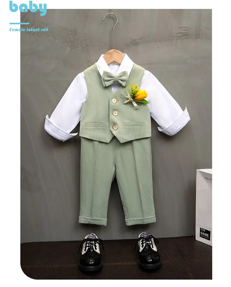 儿童西装秋冬新款英伦风婚礼花童礼服套装宝宝周岁生日宴会演出服