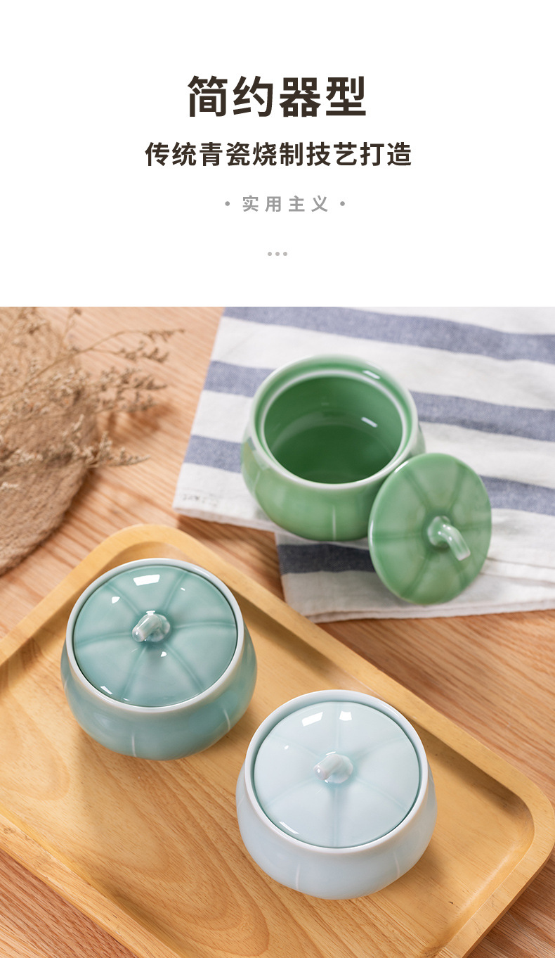 龙泉青瓷炖盅隔水炖家用带盖蒸菜鸡蛋羹陶瓷汤盅炖罐用蒸蛋碗煲汤